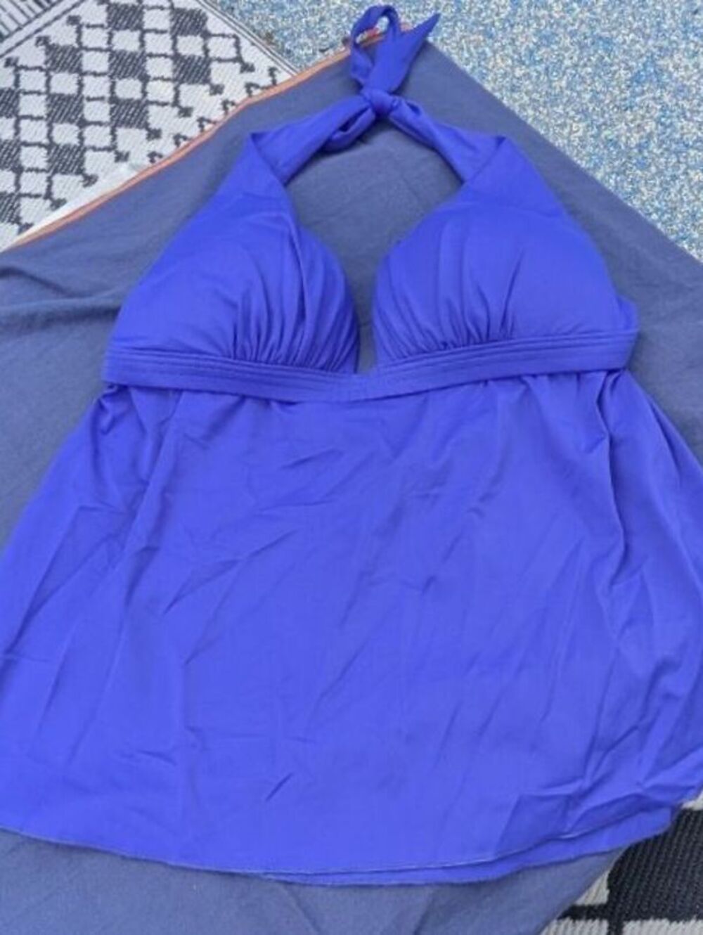 Venus Size 20 Blue Purple Halter Swing Tankini Swim Top Shelf Bra Plus Size